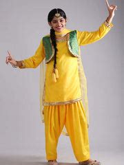 Girls Punjabi Bhangra Gidda Dance Yellow Costume (Salwar, Kurta ...