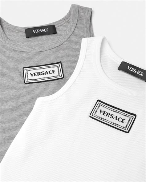 90s Vintage Logo Kids Tank Top 2-Pack White,Silver | VERSACE US