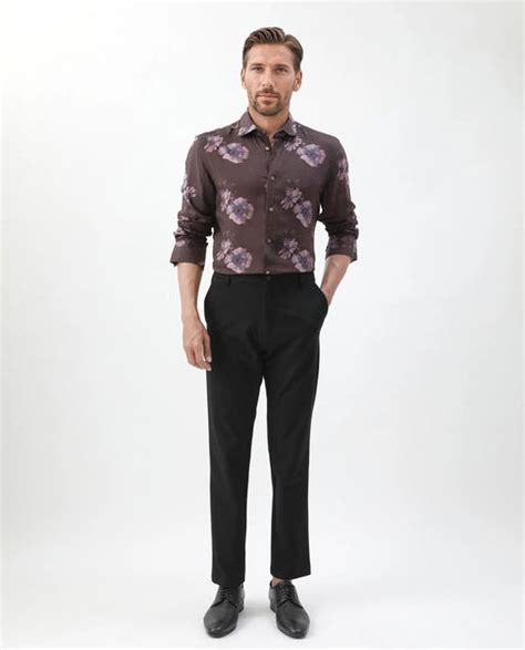 Buy Ruds - Brown Regular Fit Floral Print Shirt| Rare Rabbit