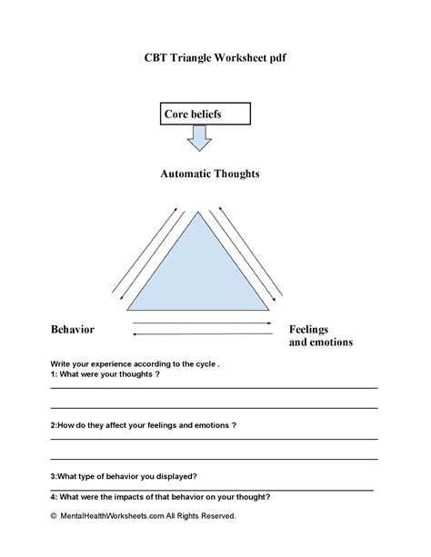 CBT Triangle Worksheet Therapist Aid | Anger Management Worksheets
