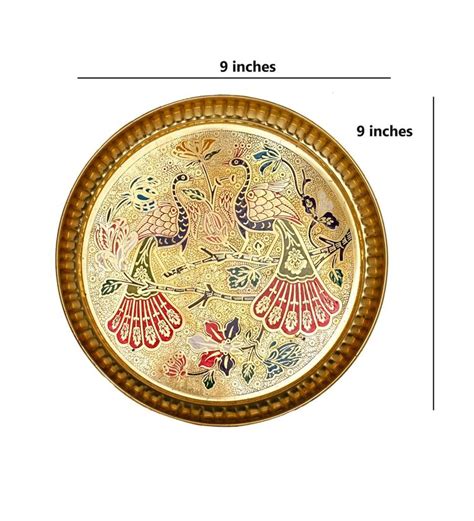 Peacock Designer Golden Brass Pooja Thali Set of 2 – JAIN ART VILLA