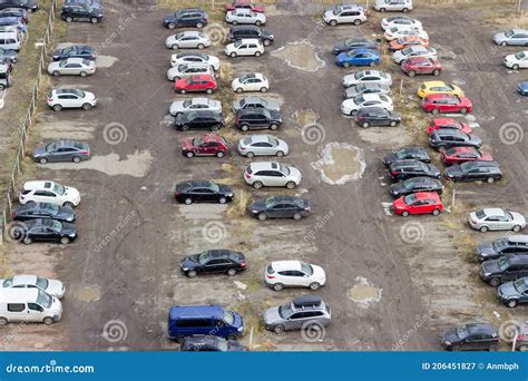 Outdoor Unpaved Parking Lot in Cloudy Weather, Top View Stock Image ...