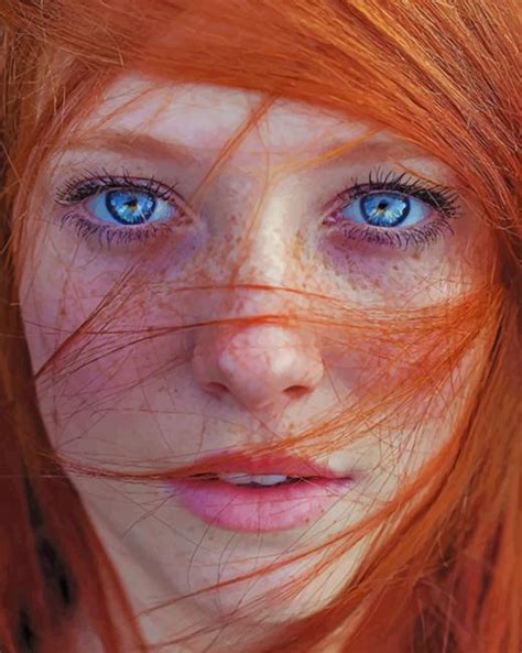 Red Head Girl With Blue Eyes - Paint By Numbers - NumPaint - Paint by numbers