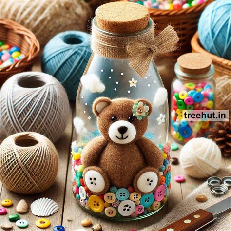 Bear Bottle Decoration Ideas, Bottle Upcycle Craft Ideas