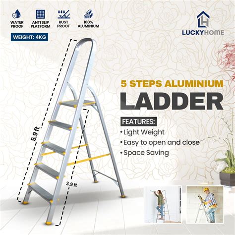 Buy Aluminum Ladder Set: 3 Steps, 5 Steps & 8 Steps. – Lucky Home Alu