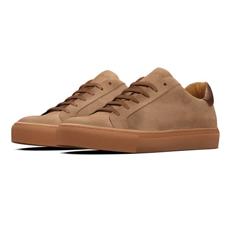 Beige & brown suede and leather Sneakers with gum sole