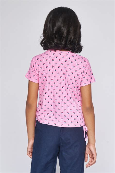 Buy Pink Tie-Ups Floral Top Online at Best Price at Global Desi ...