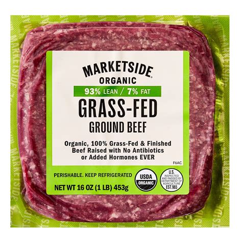 Marketside Organic Grass-Fed Ground Beef, 93% Lean/7% Fat, 1 lb ...