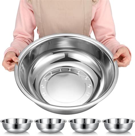 Nuogo 4 Pcs Stainless Steel Mixing Bowls Metal Mixing Bowls Extra Large ...