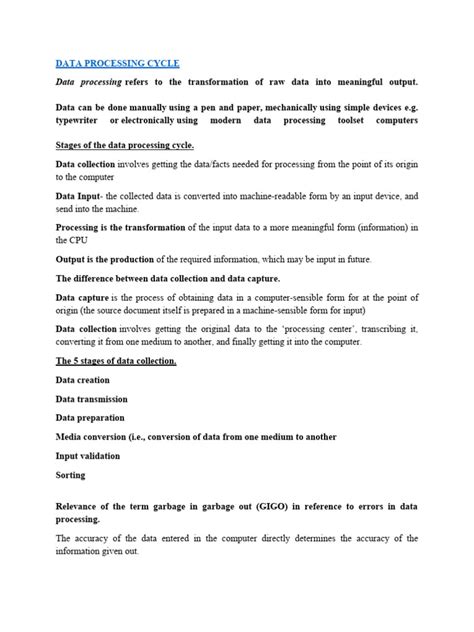 Data Processing Cycle in Computer Studies 的图像结果