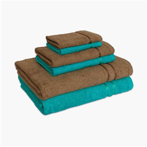Buy SPACES Seasons Multicolour Textured Cotton Towel Set - Set of 6 ...