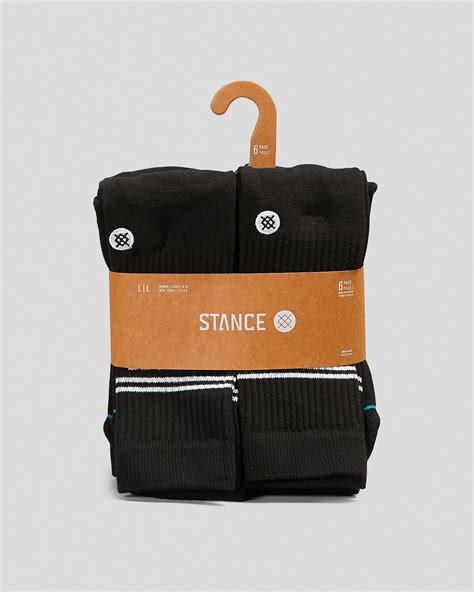 Shop Stance Basic Crew Socks 6 Pack In Black - Fast Shipping & Easy ...