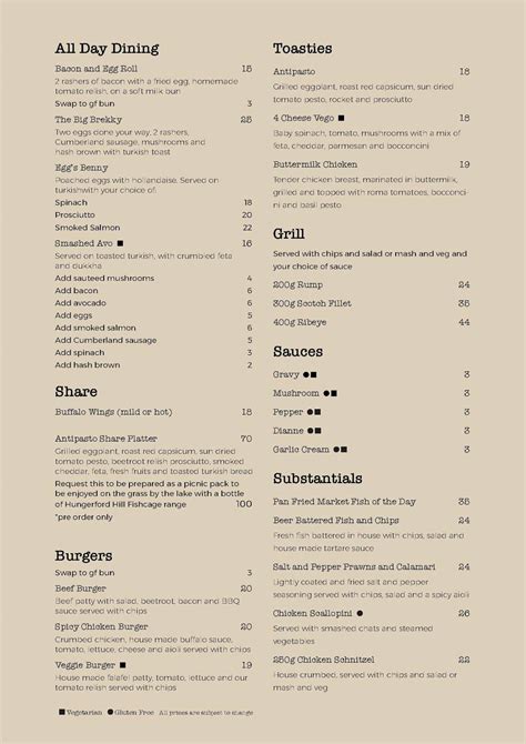 Menu at Cams Wharf Tavern cafe, Cams Wharf