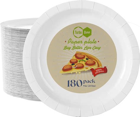 9 Inch Paper Plates,White Disposable Paper Plates Bulk,Round Soak Proof ...
