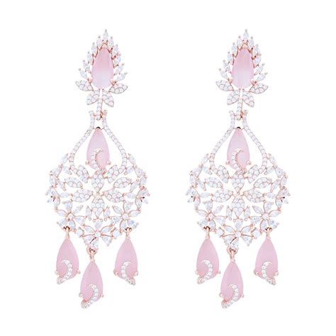 Buy Kushal's Fashion Jewellery Rose Gold Plated Pink Earring With ...