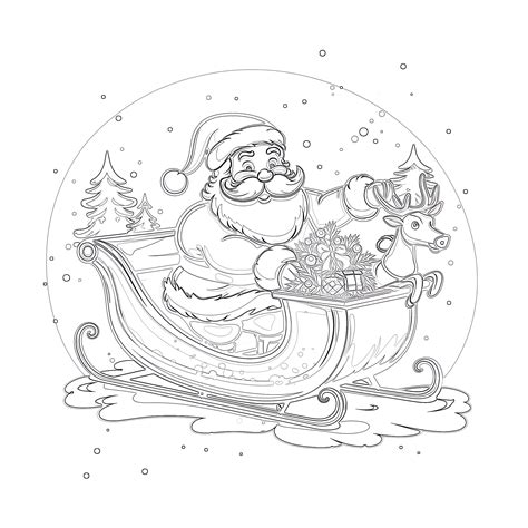 Santa Drawing Sled Sleigh Christmas Template Claus Templates Draw ...