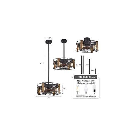 Buy Fabulis Caged Ceiling Fan with Lights, Farmhouse Ceiling Fan with ...