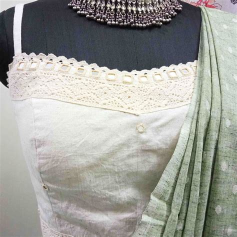 Readymade Ivory Spaghetti Mirror Work Blouse | Godhuli