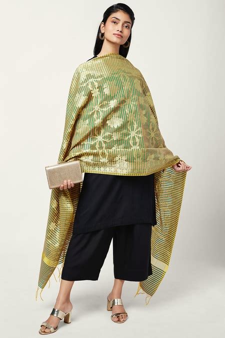 Green Jacquard Dupatta - Selling Fast at Pantaloons.com