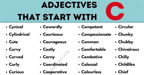 Adjectives that Start with C: List of 100+ Useful Adjectives Starting ...
