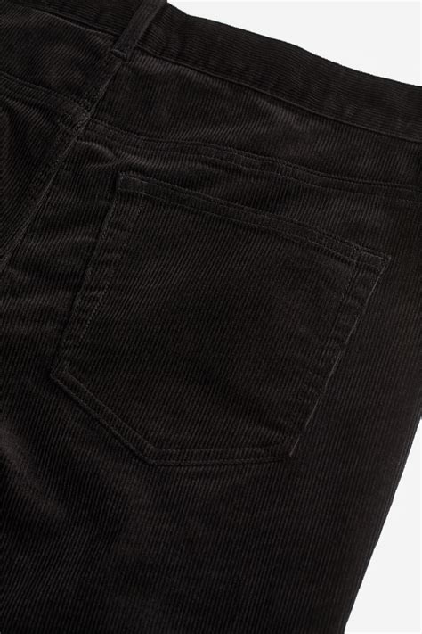 Slim Fit Corduroy Pants - Black - Men | H&M US