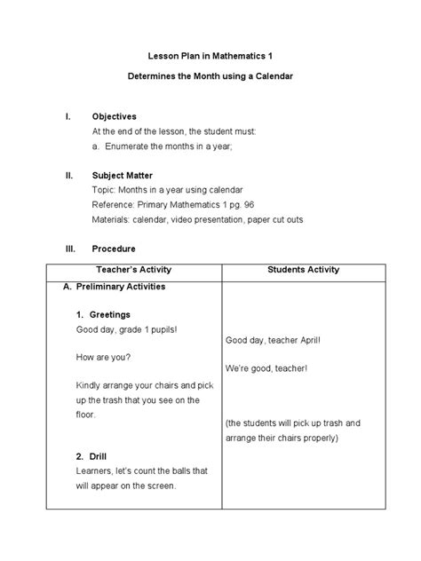 Image result for Maths Lesson Plan