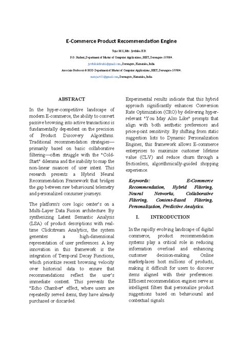 Hybrid Neural Recommendation Framework for E-commerce (MCA Final Exam ...