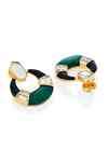 Buy Green Quartz Sultana Mirror Hoops by ISHARYA Online at Aza Fashions.