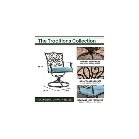 Buy CAMBRIDGE Hanover TRADDN7PCSWRD6-BLU Round Cast-top Table and Six ...