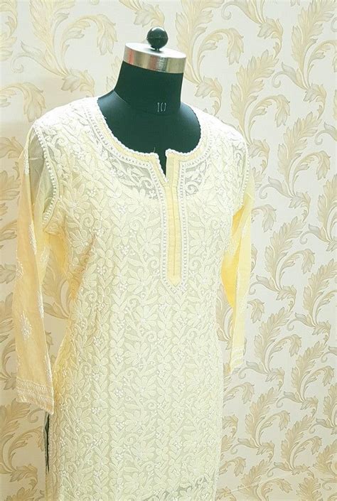 Chikankari Kurti Stitched, Chikan Kurta, Lakhnavi Kurti - Adah Bespoke