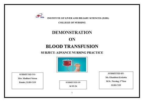 Demonstration on blood transfusion - INSTITUTE OF LIVER AND BILIARY ...