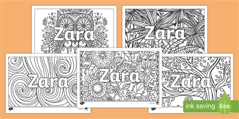 Zara Mindfulness Name Colouring Activity | Twinkl | KS1