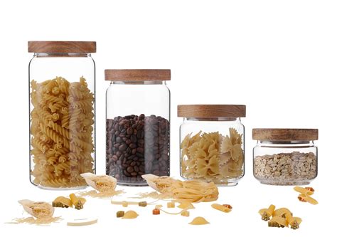 Emica Home Borosilicate Glass Kitchen Container Canisters With Acacia ...
