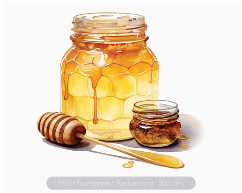Watercolor Honey Jar Clipart, Bumble Bee Honey Comb, Bee Hive Clipart ...