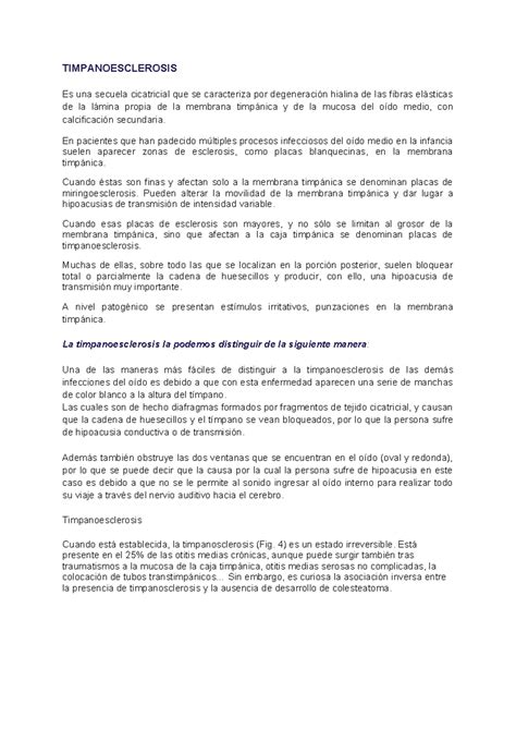 Miringoesclerosis y Timpanoesclerosis: Causas y Síntomas Detallados - Studocu