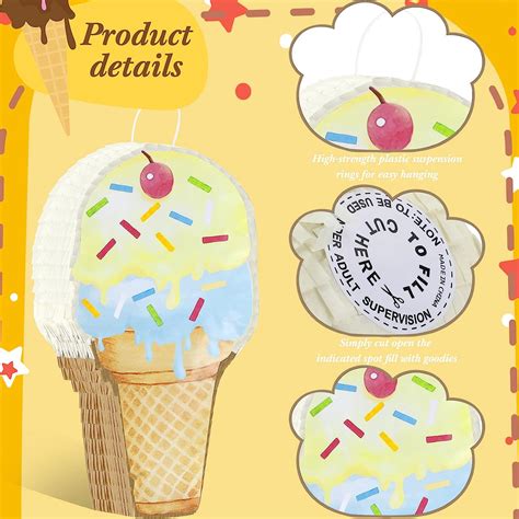 Buy Ice Cream Pinata Ice Cream Cone Shaped Pinata with Stick Blindfold ...