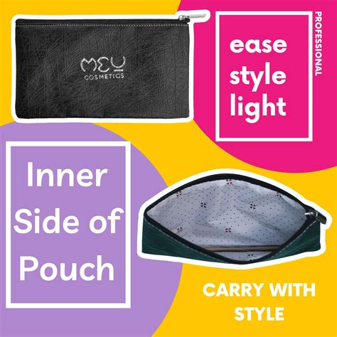 Makeup Pouch Black With Silver Logo – MEU Cosmetics