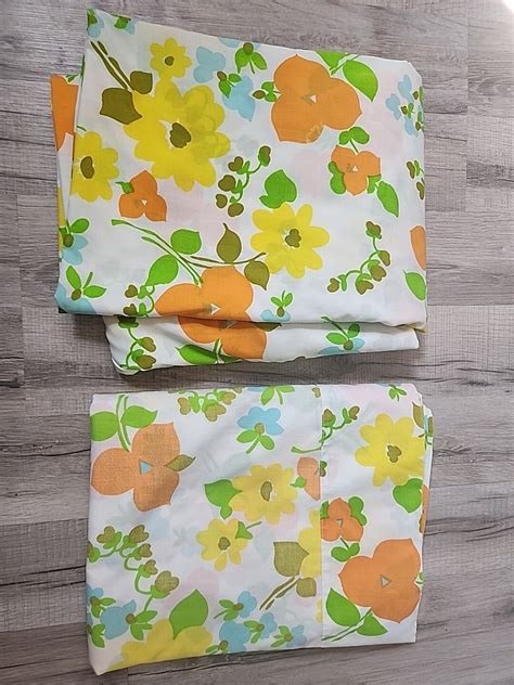 Vintage 60s 70s Flower Power Twin Sheets Flat And Fitted | eBay