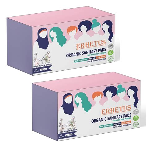 Buy ERHETUS 100% Natural Organic Sanitary Pads For Women | Bamboo Fiber ...