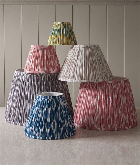 Pleated Fabric Shade with Ikat Pattern in 5 Colours - For Wall Lights