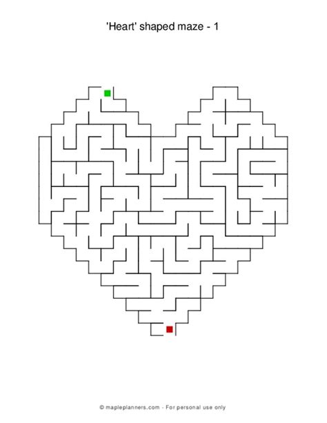 Free printable heart maze, Download Free printable heart maze png ...