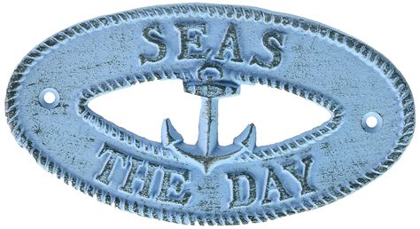 Hampton Nautical Rustic Light Blue Seas The Day with Anchor Sign 8 ...