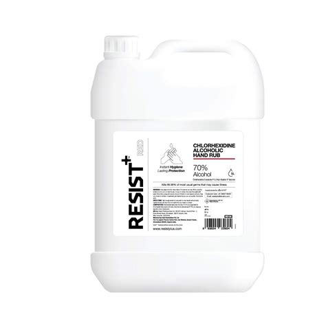 RESIST+ 70% Alcohol-Based Hand Sanitizer (Chlorhexidine + Ethanol) 5 ...