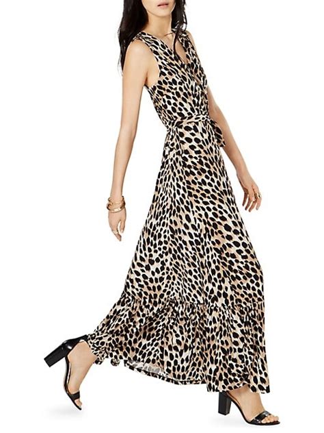 Petite Cheetah-Print Faux Wrap Maxi Dress