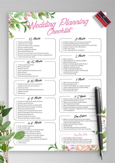 Image result for Wedding Planner Checklist Printable