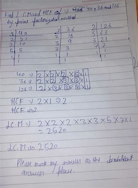 Find the LCM and HCF of the following numbers by applying the prime ...