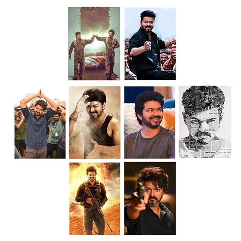 Vijay Set of 8 Wall Poster Sticker - Vijay Wall Sticker - Thalapathy ...