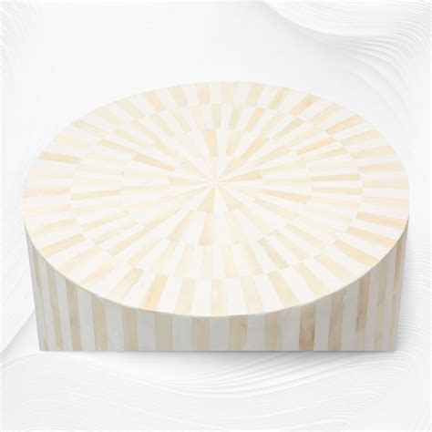 Illusion Bone Inlay Stripe Side Table White – Luxury Handicrafts