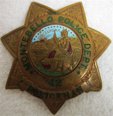 Montebello Police Dept Badge #42 Policeman - American Collectibles