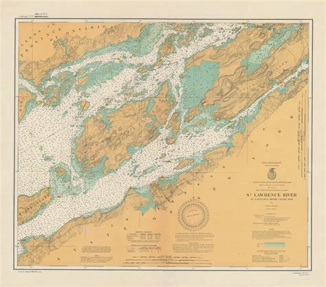 SAINT LAWRENCE RIVER, New York - The Thousand Islands 1926 Nautical Chart